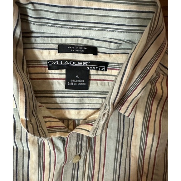 Syllables System Long Sleeve Button Up Striped Shirt Size XL - Picture 7 of 8
